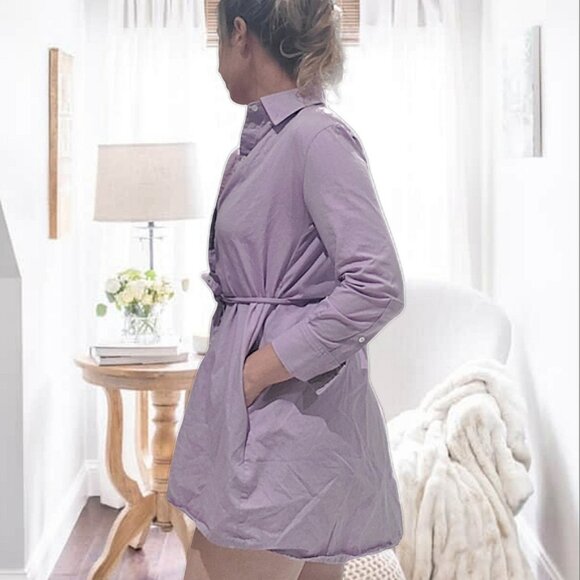 American Apparel Belted Chamblay Shirt Dress in Lilac - Picture 7 of 16